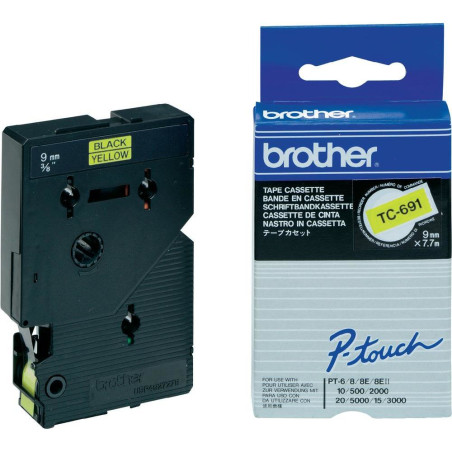 Nastro etichette brother giallo/nero 9mm 7,7m [tc691]