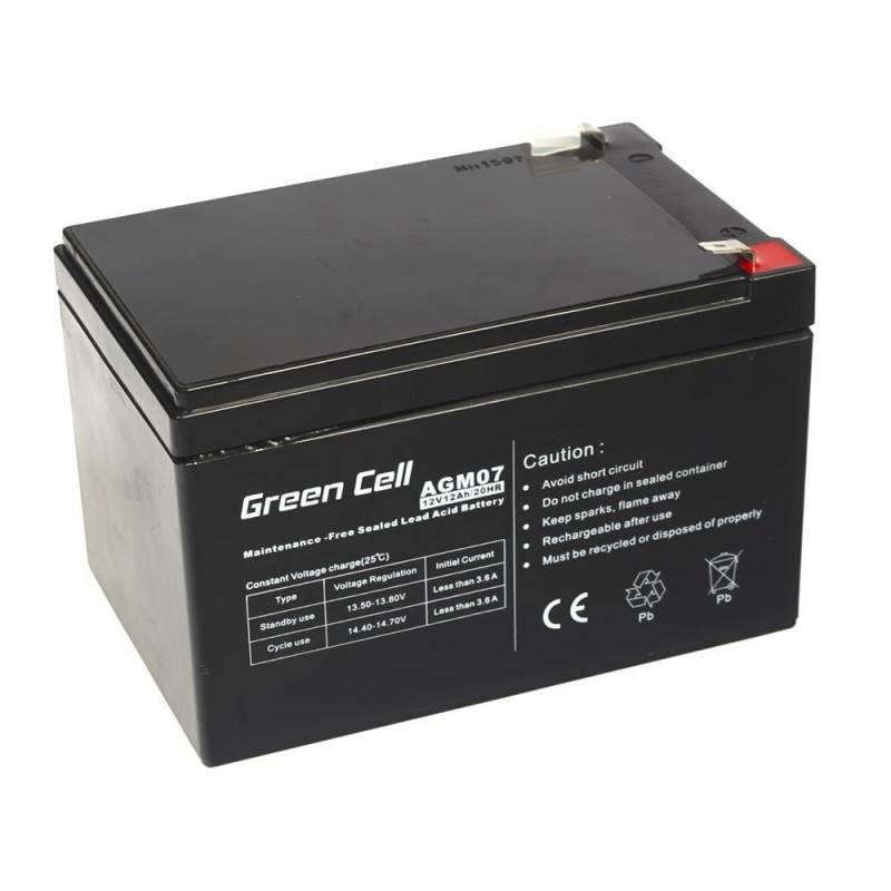 Batteria per gruppo di continuita' green cell 12v 12ah nero [azgceuaz0000007]