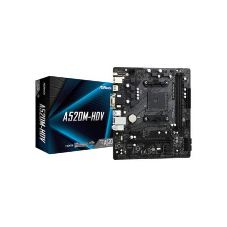 Scheda madre asrock a520m-hdv amd am4 matx retail [90-mxbe50-a0uayz]