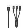 Cavo unitek usb 3in1 charging (c/lightning/m-usb) [c14049bk]