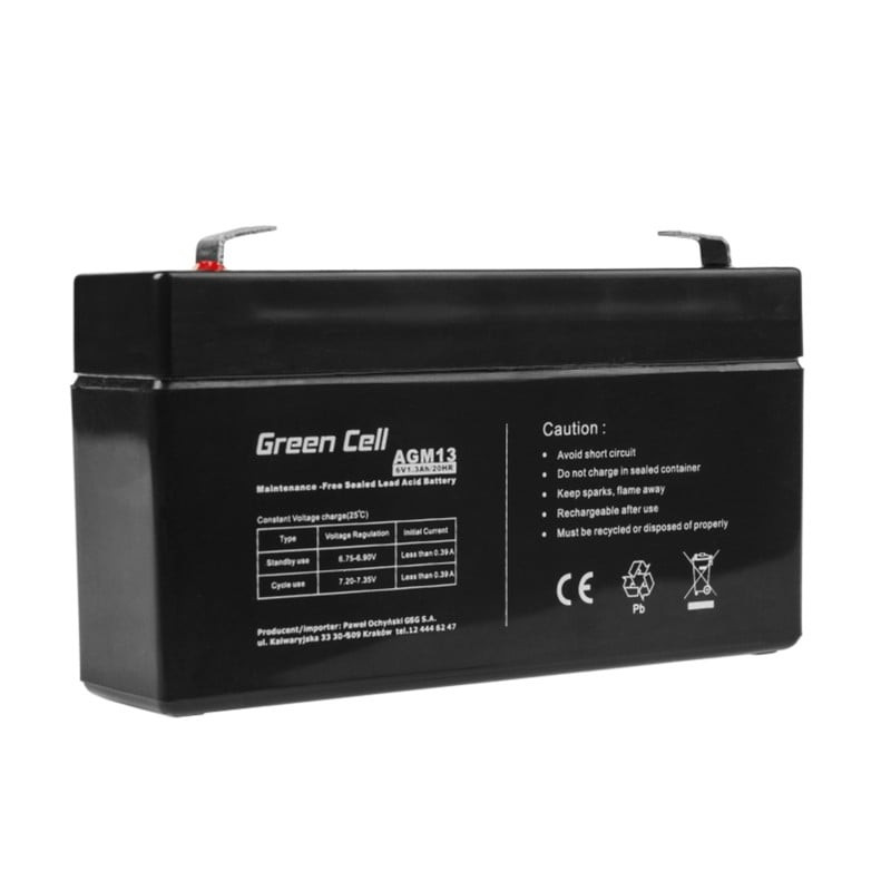 Batteria ups green cell agm gc 6v 1.3ah nero [azgceuay0000001]