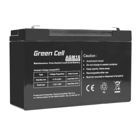 Batteria ups green cell agm gc 6v 10ah nero [azgceuay0000004]
