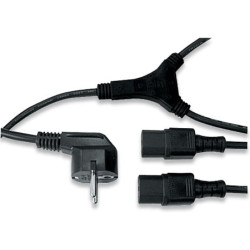 Cavo alimentazione schuko 10a a sdoppiato con 2 c13, 1,8 mt nero