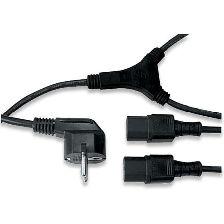 Cavo alimentazione schuko 10a a sdoppiato con 2 c13, 1,8 mt nero