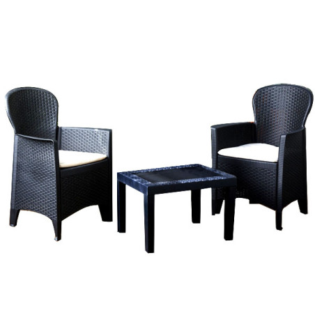 Salotto da giardino progarden akita 3 pezzi antracite [aktc12an]