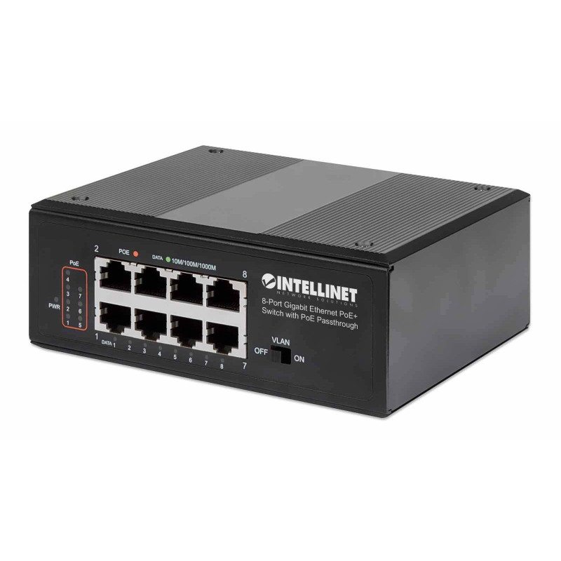 Switch intellinet ethernet gigabit 8 porte poe+ con poe passante