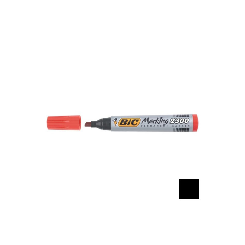 Scatola 12 marcatori 2300 rosso p.scalpello permanente bic [820924]