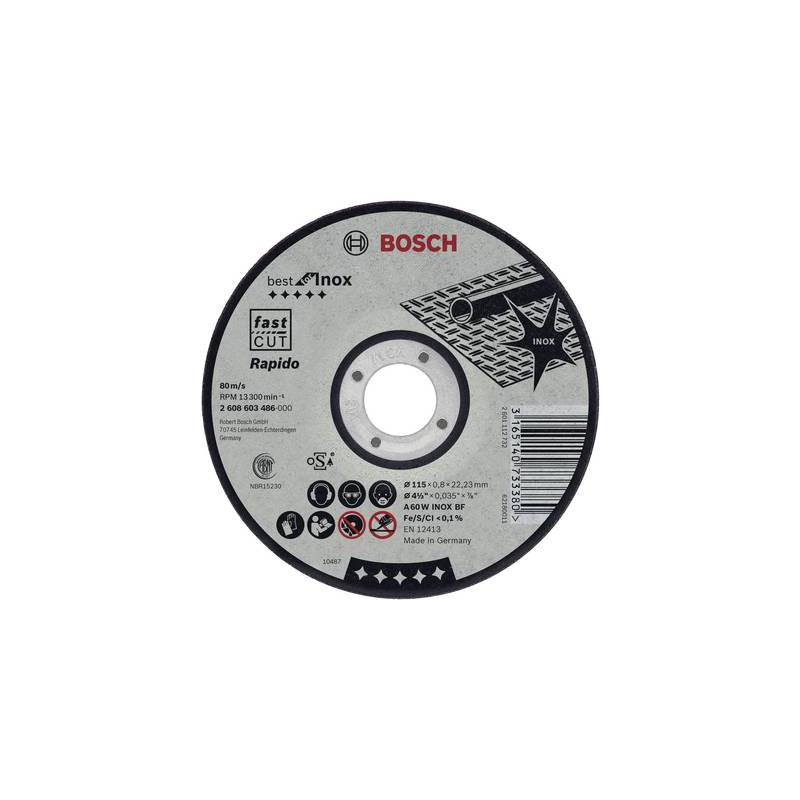 Bosch accessories 2608603488 2608603488 disco di taglio dritto 125