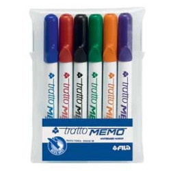 Busta 6 pennarelli a secco tratto memo puntatonda per lavagna [854200]