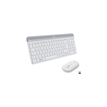 Kit tastiera e mouse logitech mk470 slim rf wireless bianco [920-009197]