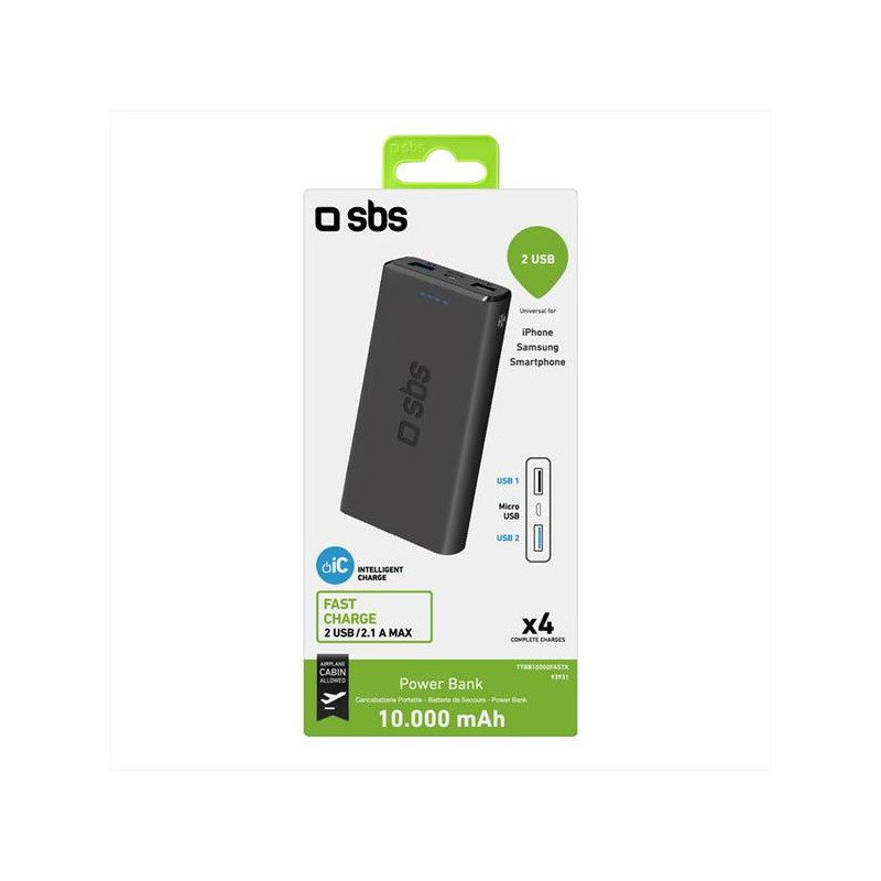 Batteria portatile sbs powerbank fast charge 10.000mah [ttbb10000fastk]