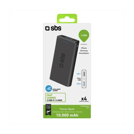 Batteria portatile sbs powerbank fast charge 10.000mah [ttbb10000fastk]