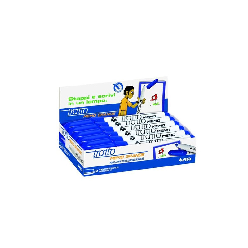 Pennarello a secco tratto memo puntascalpello blu per lavagna [852001]