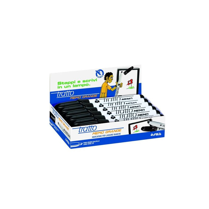 Pennarello a secco tratto memo puntascalpello nero per lavagna [852003]