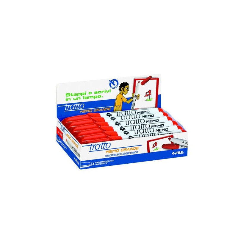 Pennarello a secco tratto memo puntascalpello rosso per lavagna [852002]