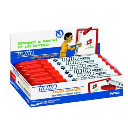 Pennarello a secco tratto memo puntascalpello rosso per lavagna [852002]