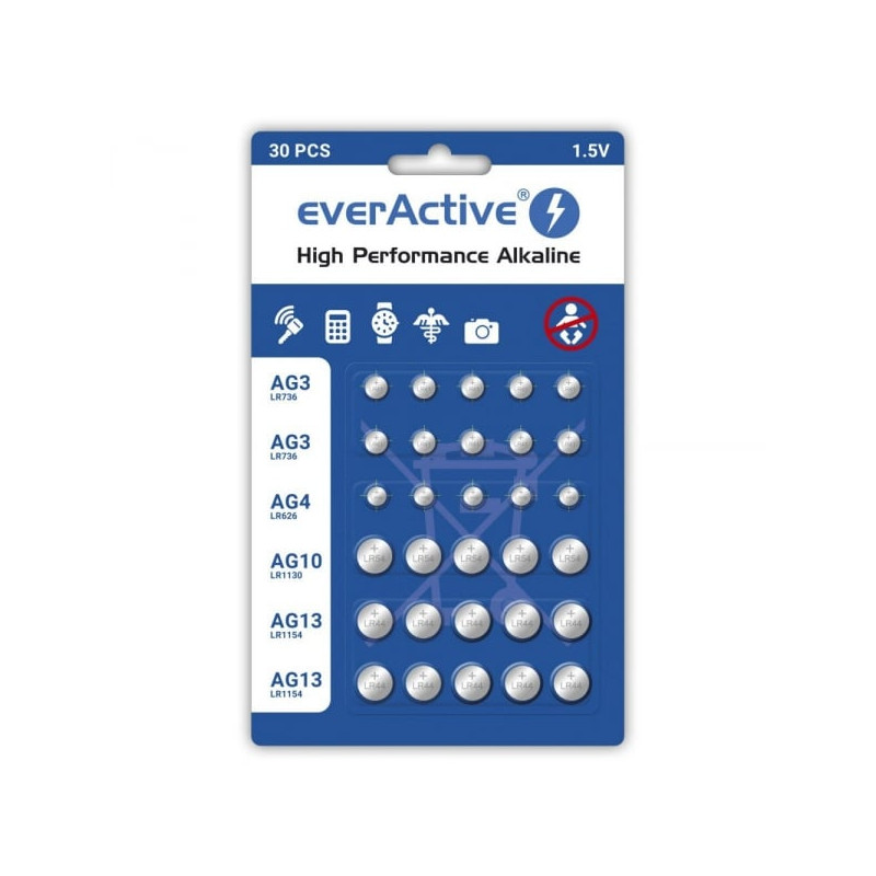 Set di mini batterie alcaline everative 10 con gz / lr41 5 con gch