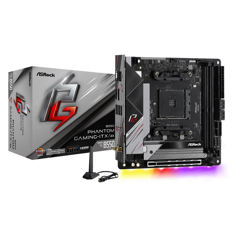 Scheda madre asrock b550 phantom gaming-itx/ax b550 nero [90-mxbd40-a0uayz]