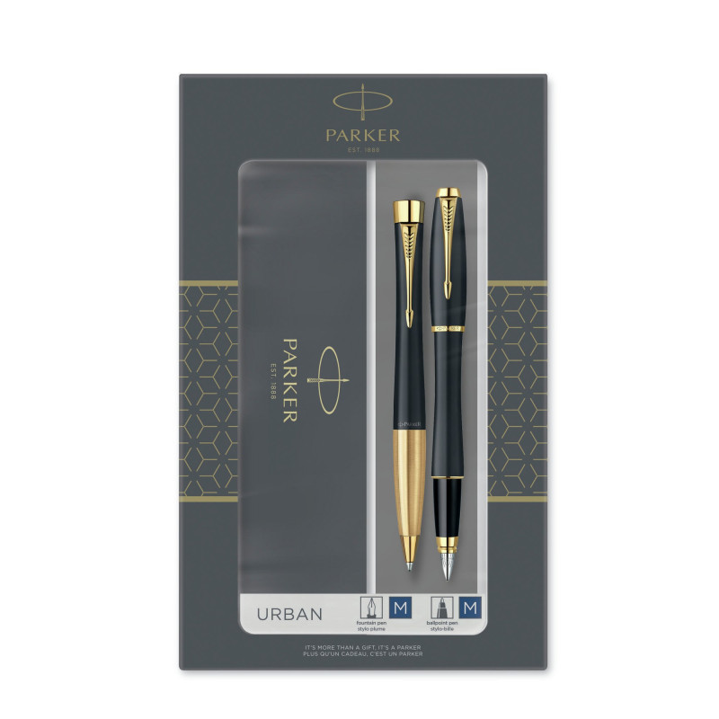 Duo set penna a sfera/penna stilografica parker urban nero g.c. incl.