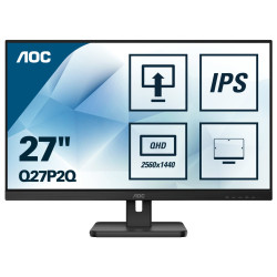 Monitor led 27" aoc q27p2q quad hd 2560x1440p 4ms classe f nero