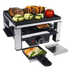 Grill antiaderente steba raclette rc 104,in alluminio , nero/argento,631100]