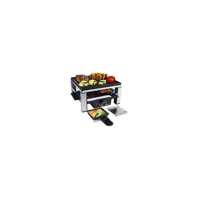 Grill antiaderente steba raclette rc 104,in alluminio , nero/argento,631100]