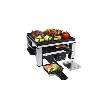 Grill antiaderente steba raclette rc 104,in alluminio , nero/argento,631100]