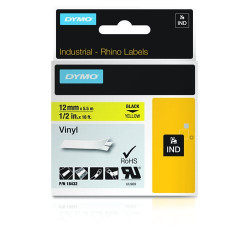 Nastro dymo rhino band vinyl bk/ye 12mmx5,5m [18432]