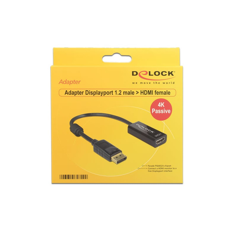 Adattatore delock 62609 dp 1.2 hdmi m/f nero