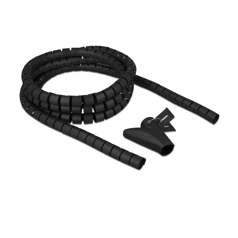 Tubo a spirale cavi delock 2,5mx20mm nero con strumento di inserimento