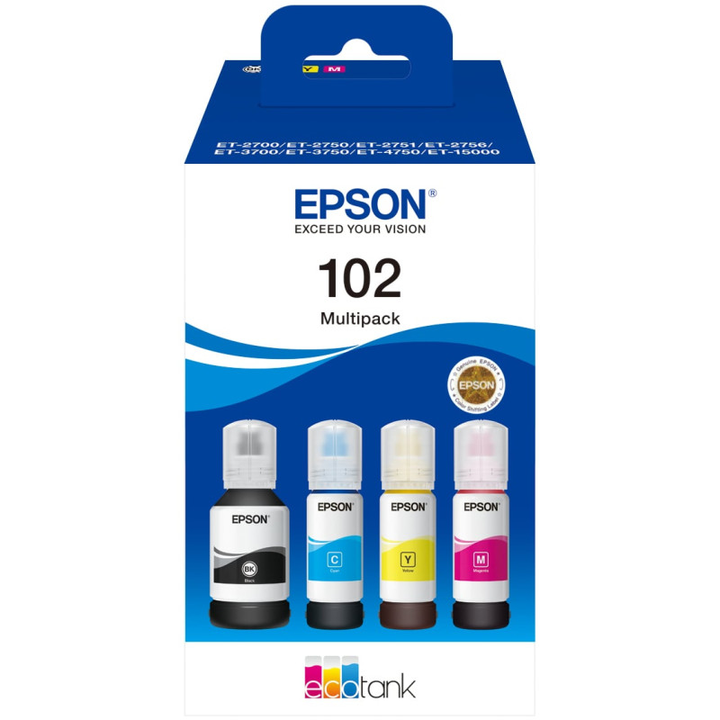 Cartuccia epson ecotank 4-colori multipack t 102 1x127ml/3x70ml