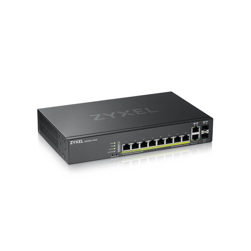 Switch zyxel gs2220-10hp 8 x 10/100/1000 (poe+) + 2 x combo gigabit