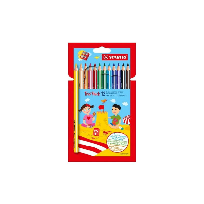 Astuccio 12 maxi pastelli colorati stabilo trio maxi [203/2-12]