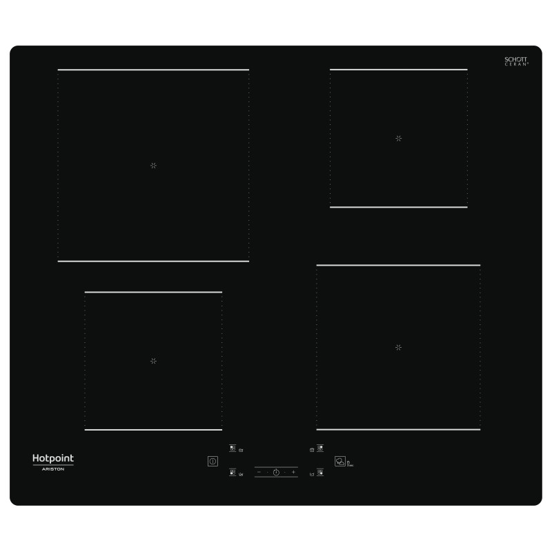 Piano cottura a induzione hotpoint active cook 60cm 4z nero booster