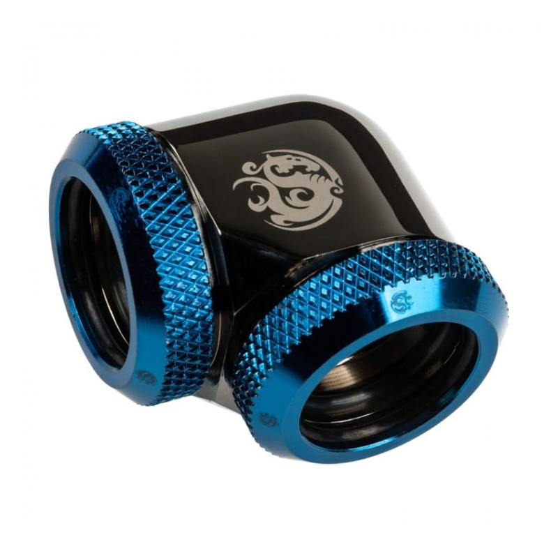 Raccordo watercooling bitpower da 90 gradi- nero lucido/blu
