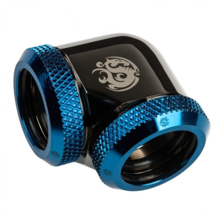 Raccordo watercooling bitpower da 90 gradi- nero lucido/blu