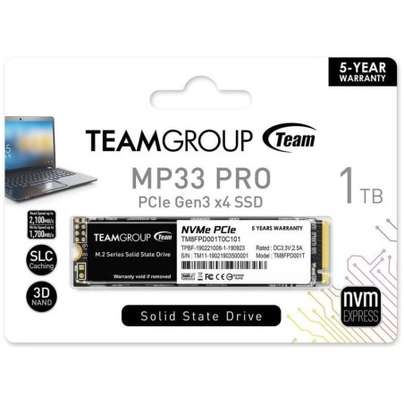 Ssd 1tb team group mp33 pro pcie gen3 x4 nvme m.2 2100/1700 mb/s