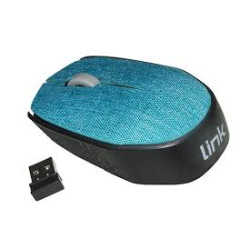 Mouse link wireless ottico in tessuto colore azzuro usb 1000 dpi
