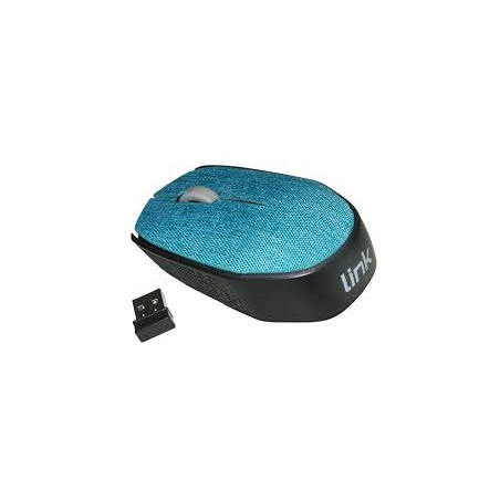 Mouse link wireless ottico in tessuto colore azzuro usb 1000 dpi