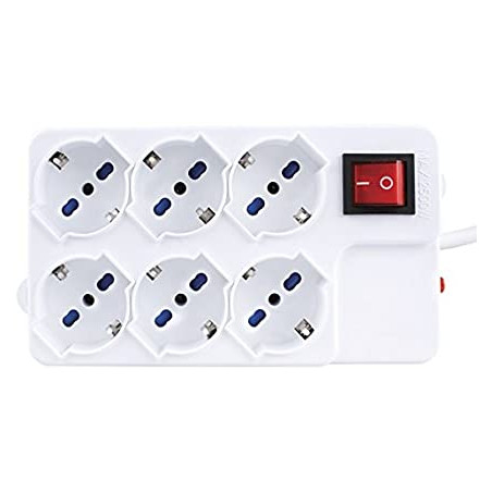 Multipresa vultech a 6 posti con funzione di sovraccarico bianco