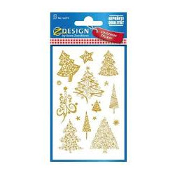 Etichette adesive avery cf2 alberi di natale oro [52273]