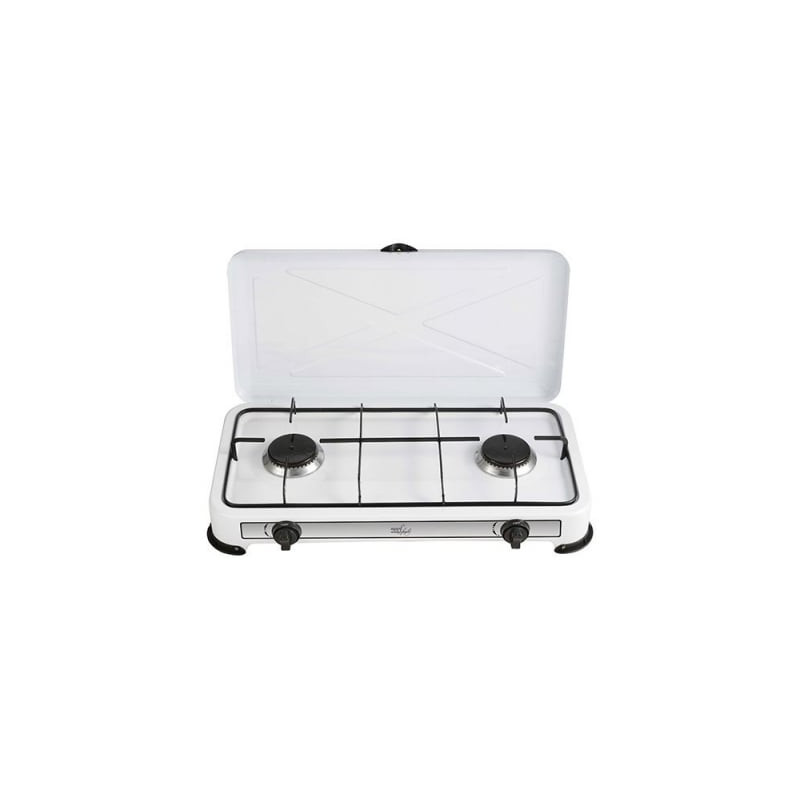 Fornello a gas melchioni minerva 2 fuochi coperchio bianco