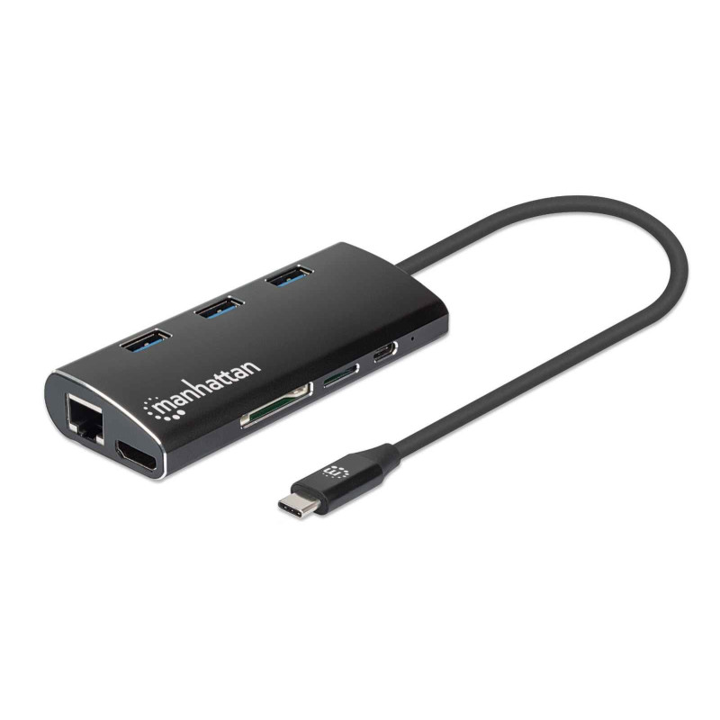 Alimentatore usb manhattan tipo c superspeed multiporta 100w nero