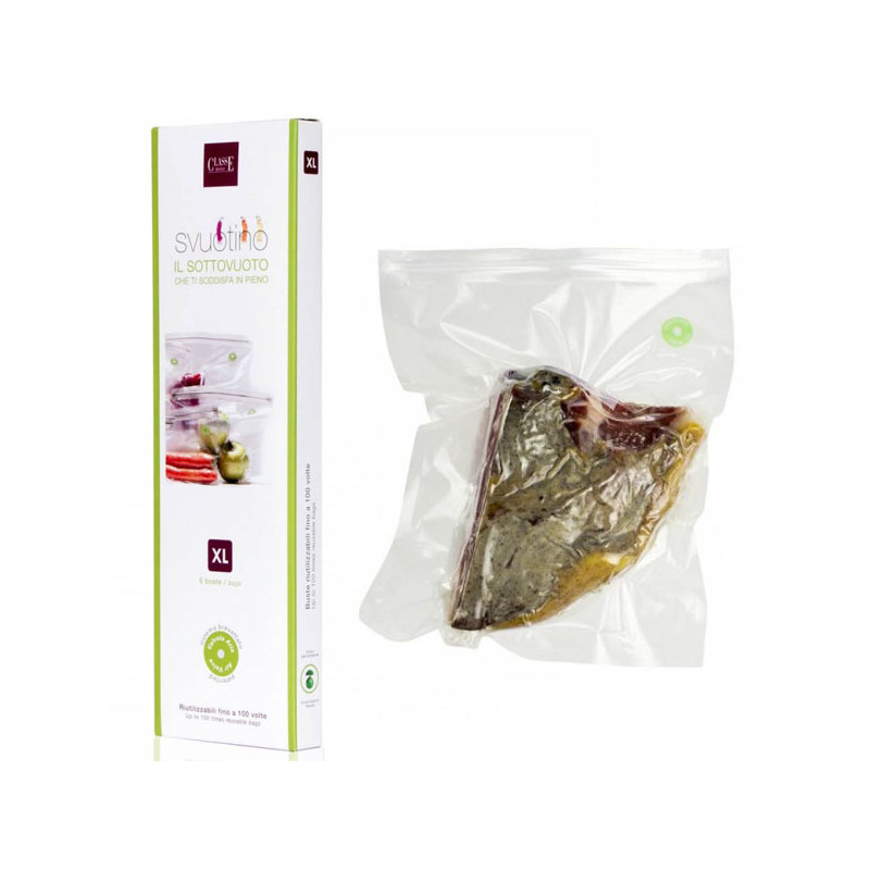 Set sacchetti sottovuoto svuotino riutilizzabili taglia m 22x34cm