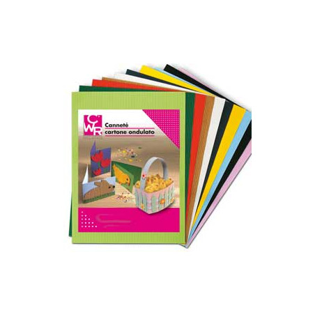 Set 10fg cartoncino ondulato 50x70cm cannete' colori assortiti