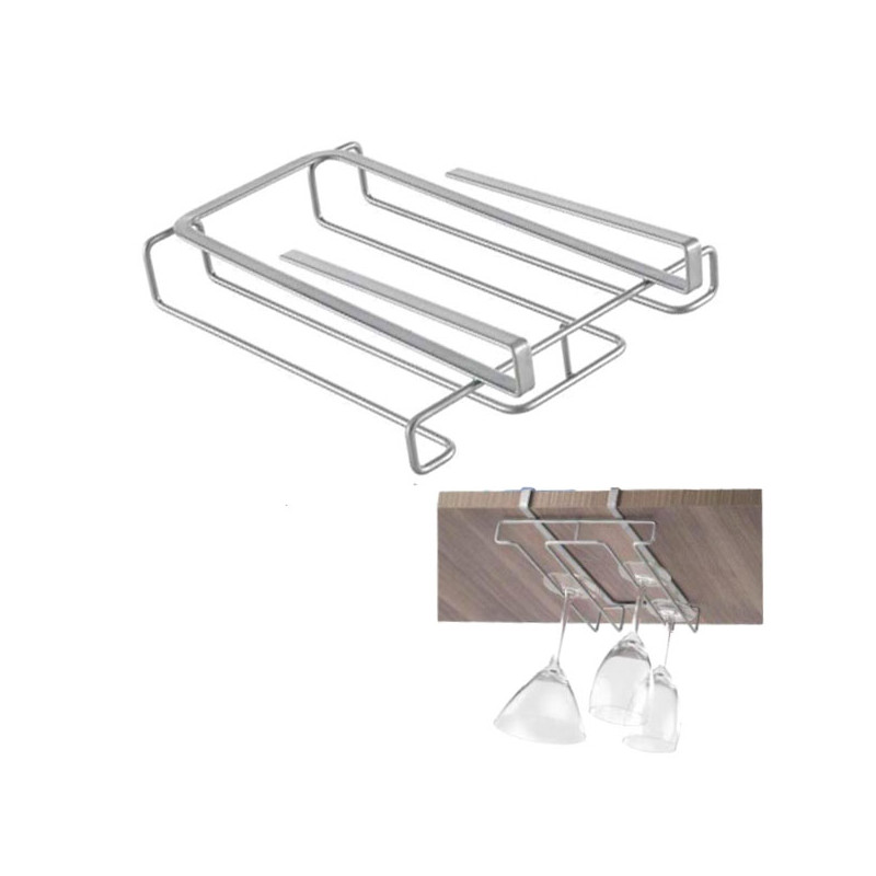 Portabicchieri sospeso metaltex my glass 28x20cm metallo argento