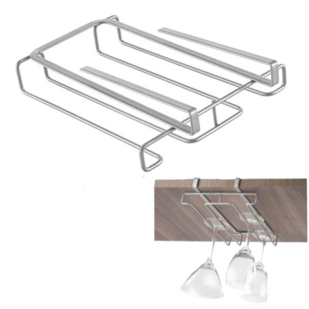 Portabicchieri sospeso metaltex my glass 28x20cm metallo argento