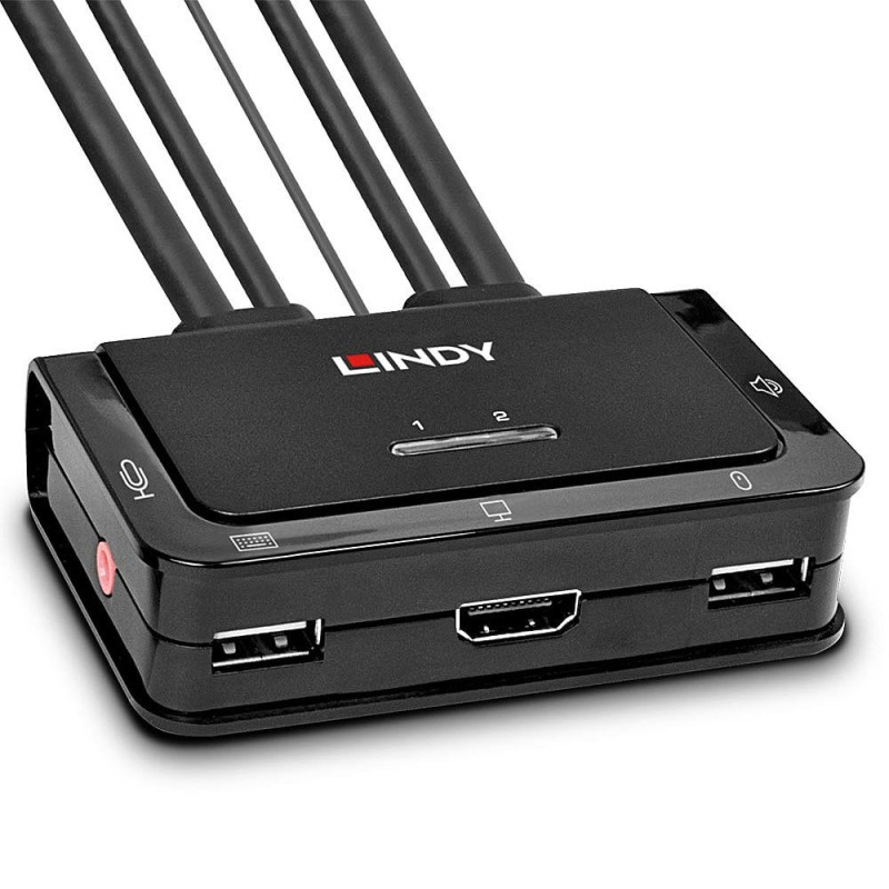 Switch lindy kvm 2 porte displayport 1.2 usb 2.0 [42345]