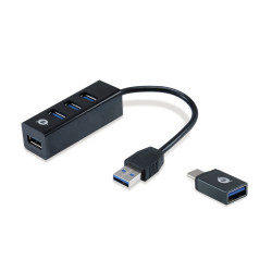 Hub usb conceptronic usb 3.2 4 porte con usb-c nero [hubbies04b]