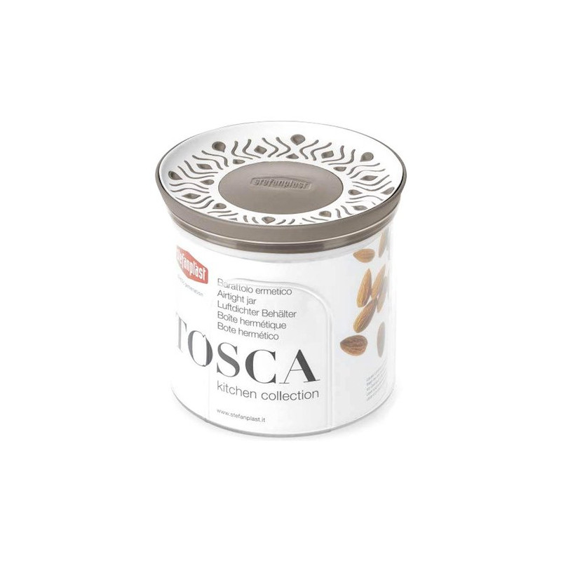 Barattolo stefanplast tondo tosca tortora 0.70l bianco [55400]